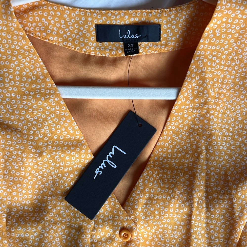 NWT Lulu's Yellow Print Button-Up Dress - Picture 3 of 5